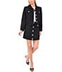 CeCe Tweed Point Collar Long Sleeve Rhinestone Button Front Coordinating Jacket, Color:Rich Black - Image 4