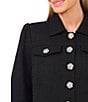 CeCe Tweed Point Collar Long Sleeve Rhinestone Button Front Coordinating Jacket, Color:Rich Black - Image 6