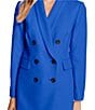 Color:Deep Royal Blue - Image 3 - Twill Double Breasted Long Sleeve Statement Blazer