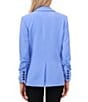 Color:Blue Jay - Image 2 - Twill Long Sleeve Notch Lapel One Button Blazer