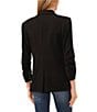 Color:Rich Black - Image 6 - Twill Long Sleeve Notch Lapel One Button Blazer
