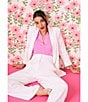 Color:New Ivory - Image 5 - Twill Long Sleeve Notch Lapel One Button Blazer