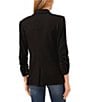 Color:Rich Black - Image 2 - Twill Long Sleeve Notch Lapel One Button Blazer