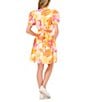 Color:Radiant Yellow - Image 2 - V-Neck Short Puffed Sleeve Floral A-Line Dress