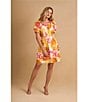 Color:Radiant Yellow - Image 5 - V-Neck Short Puffed Sleeve Floral A-Line Dress