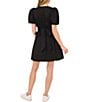 Color:Rich Black - Image 2 - V-Neck Short Puffed Sleeve Mini Dress