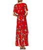 Color:Fiery red - Image 2 - Cece V-Neck Short Sleeve Midi Floral Dress