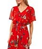 Color:Fiery red - Image 3 - Cece V-Neck Short Sleeve Midi Floral Dress