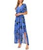 Color:Tropic Night - Image 1 - Cece V-Neck Short Sleeve Midi Floral Dress