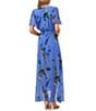 Color:Tropic Night - Image 2 - Cece V-Neck Short Sleeve Midi Floral Dress