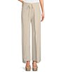 Color:Rainy Day - Image 1 - Wide Leg Pleated Front Asymmetrical Hem Crinkle Twill Pants