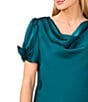 CeCe Cece Woven Cowl Neck Short Bubble Sleeve Top, Color:Dark Forest - Image 3