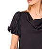 Cece Woven Cowl Neck Short Bubble Sleeve Top - Image 3