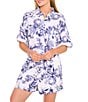 CeCe Woven Floral Print Collared Button Down Coordinating Top, Color:Ultra White - Image 1