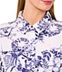 CeCe Woven Floral Print Collared Button Down Coordinating Top, Color:Ultra White - Image 4
