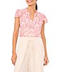 CeCe Woven Floral Print Split Round Neck Flutter Sleeve Ruffle Blouse,Specials : American Fashion Style Bags On Sale