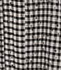 Color:Rich Black - Image 6 - Woven Gingham Print Split V-Neck Short Sleeve Top