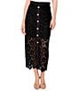 CeCe Woven Lace Midi Pencil Coordinating Midi Skirt, Color:Rich Black - Image 1