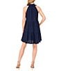 CeCe Woven Linen Blend Split Round Ruffle Neck Sleeveless Button Tie Front Tiered Dress, Color:Classic Navy - Image 2