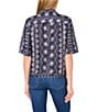CeCe Woven Notch Collar Short Sleeve Button Front Camp Coordinating Shirt, Color:Classic Navy - Image 2