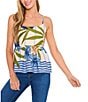 CeCe Coordinating Woven Printed Square Neck Sleeveless Printed Tank, Color:Eggnog - Image 4