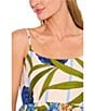 CeCe Coordinating Woven Printed Square Neck Sleeveless Printed Tank, Color:Eggnog - Image 6