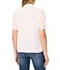 CeCe Woven Short Sleeve Scalloped Collar Blouse - Image 5