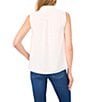CeCe Woven Stand Collar Sleeveless Button Front Top, Color:New Ivory - Image 2