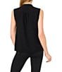 CeCe Woven Stand Collar Sleeveless Button Front Top, Color:Rich Black - Image 2