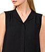 CeCe Woven Stand Collar Sleeveless Button Front Top, Color:Rich Black - Image 3