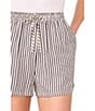 CeCe Woven Stripe Print Drawstring Tie Front Coordinating Shorts, Color:Classic Navy - Image 3