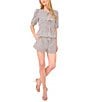 CeCe Woven Stripe Print Drawstring Tie Front Coordinating Shorts, Color:Classic Navy - Image 4