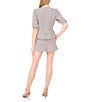 CeCe Woven Stripe Print Drawstring Tie Front Coordinating Shorts, Color:Classic Navy - Image 5