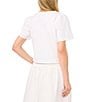 CeCe Woven V-Neck Short Sleeve Embroidered Coordinating Blouse - Image 2