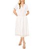 CeCe Woven V-Neck Short Sleeve Embroidered Coordinating Blouse - Image 4