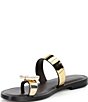 Cecelia New York Leather Rhinestone Ornamented Toe Ring Slip On Flat Sandals - Image 4