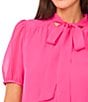 CeCeTie Neck Short Puff Sleeve Blouse - Image 3
