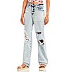 Color:Liquid Assist - Image 1 - High Rise Destructed Dad Jeans