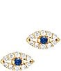 Color:Gold/Blue - Image 1 - Crystal Eye Bright Evil Eye Stud Earrings