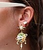 Color:Gold - Image 3 - Heaven and Earth Statement Crystal Drop Earrings