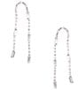 Cezanne Baguette Loop Linear Earrings, Color:Silver/Crystal - Image 1