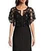 Color:Black - Image 1 - Beaded Scallop Capelet