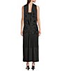 Cezanne Black Sequin Oblong Tassel Scarf - Image 4
