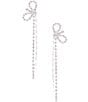 Color:Silver/Crystal - Image 1 - Bow Tassel Long Crystal Chandelier Earrings