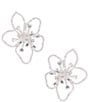 Color:Silver/Crystal - Image 1 - Chloe Crystal Flower Post Earrings