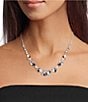 Cezanne Cluster Blue Stone and Pearl Collar Necklace - Image 1