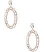 Color:Gold/Crystal - Image 1 - Crystal Baguette Stone Pave Edge Oval Drop Earrings