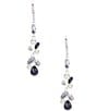 Color:Silver/Montana - Image 1 - Crystal Cluster Multi Blue Linear Pearl Earrings