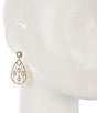 Cezanne Crystal Cubic Zirconia Teardrop Pave Open Metal Drop Earrings, Color:Gold/CZ - Image 2