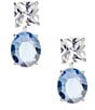 Cezanne Crystal CZ & Light Denim Stone Drop Front Back Earrings - Image 1